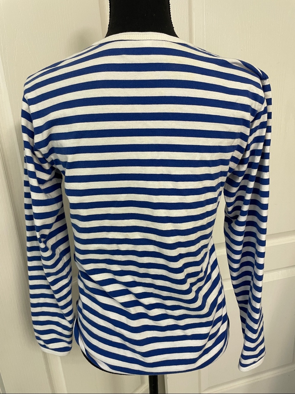 Marimekko Mari Top S white/blue preppy nautical cotton breton slim fit - Picture 7 of 10